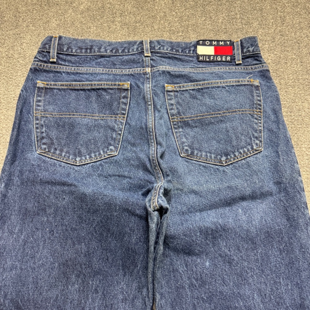 VTG Tommy Jeans Denim Jeans Men's 38x32 Baggy Carpenter Y2K Skater Dark Blue